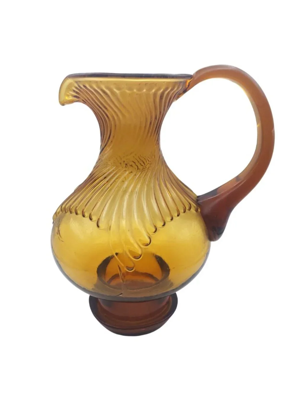Tiara Exclusives Hurricane Pitcher Amber Indiana Glass Vintage 70s Art Deco